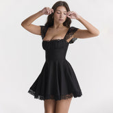 Marineblaues asymmetrisches Korsett-Minikleid